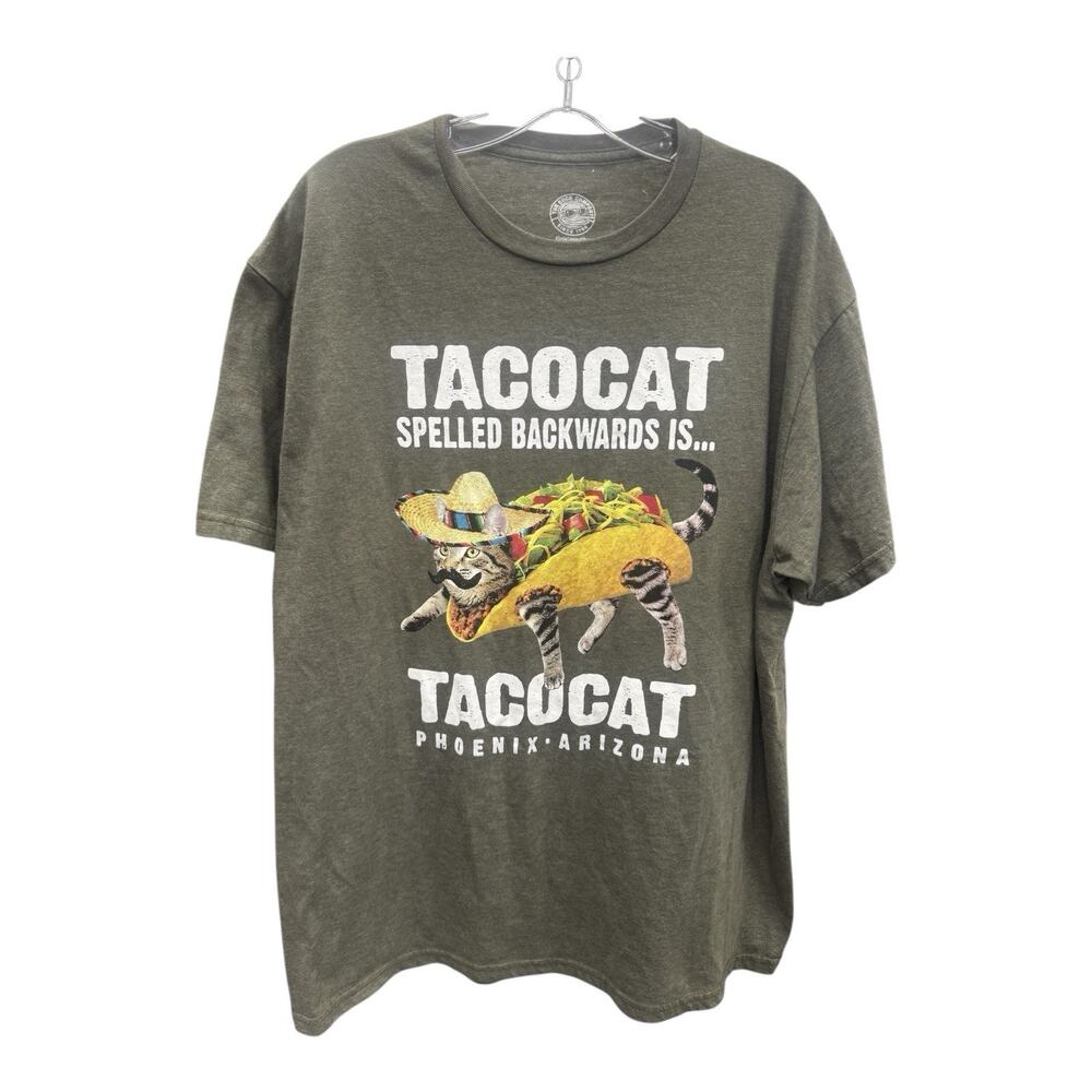 Duck Co "Tacocat Spelled Backwards Is Tacocat" Graphic Print T Shirt Gray XL